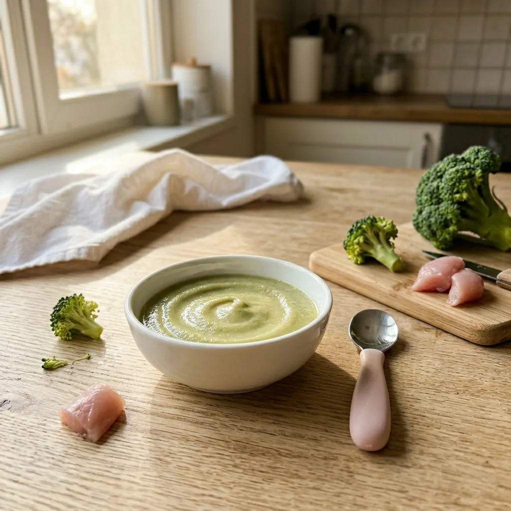 Пюре из кролика с брокколи