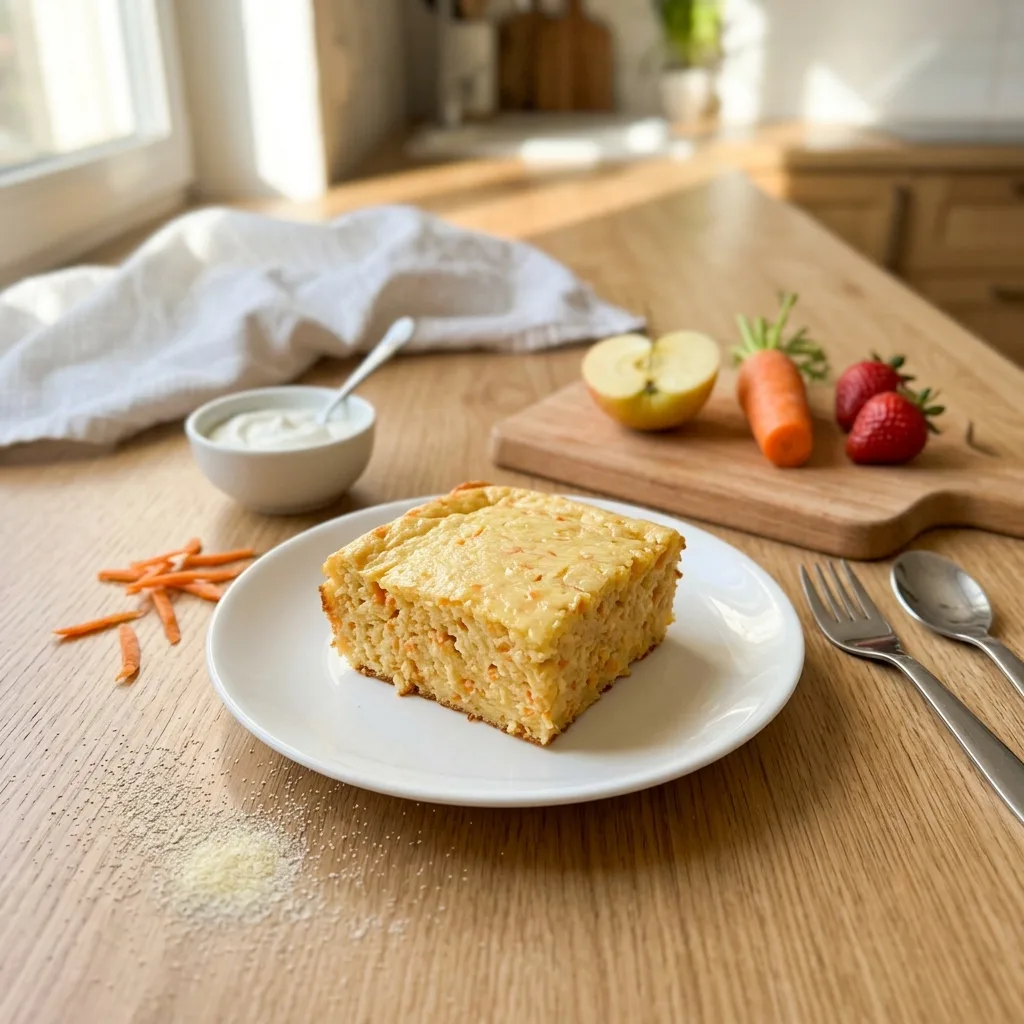 Творожная запеканка с яблоком и морковью