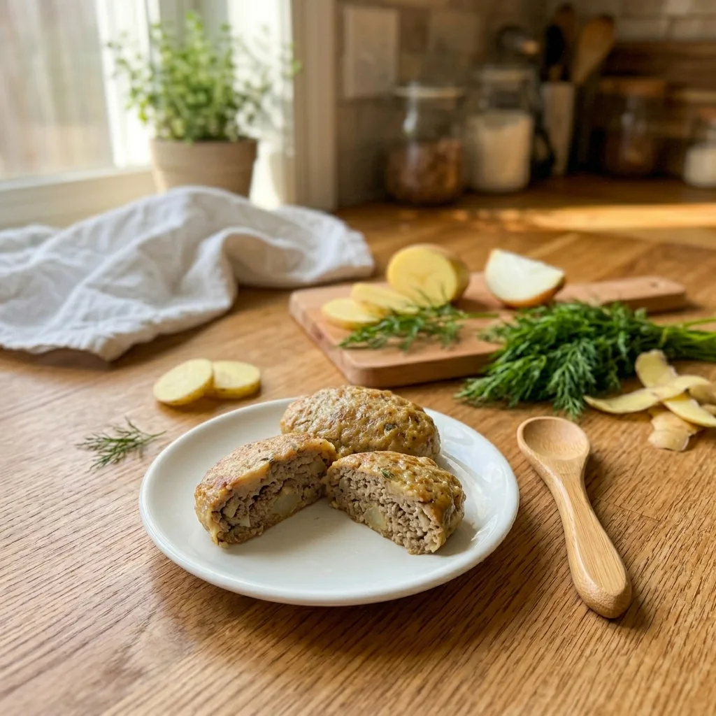 Паровые котлетки из говядины с картофелем