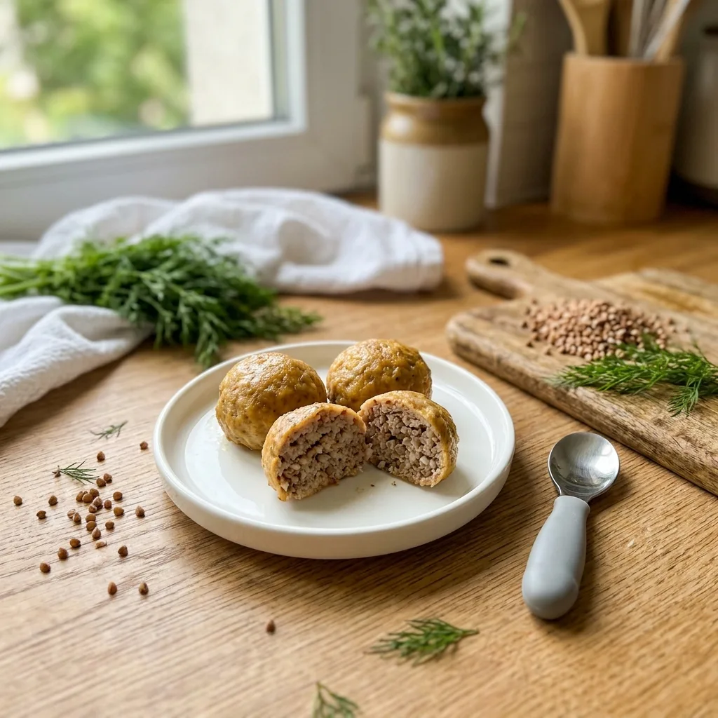 Тефтели из телятины с гречкой на пару