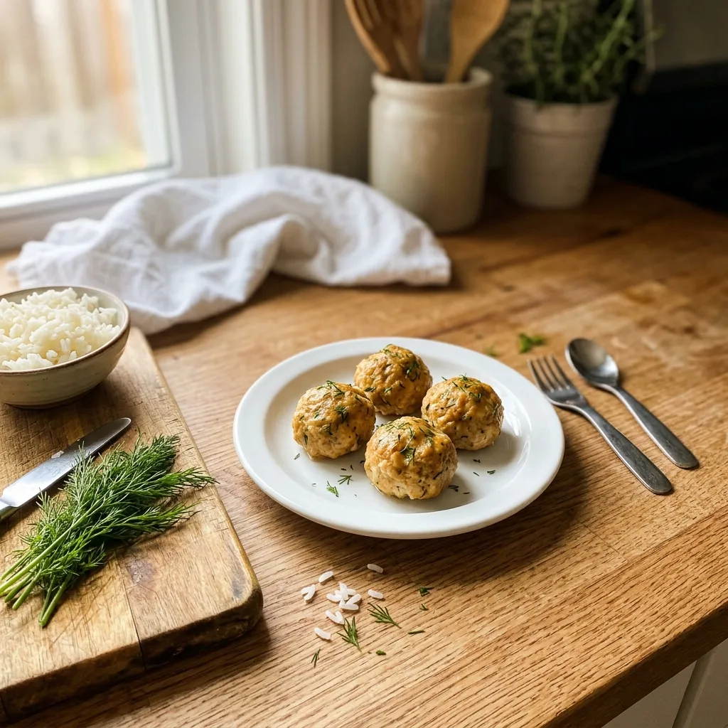 Фрикадельки из индейки с рисом и укропом