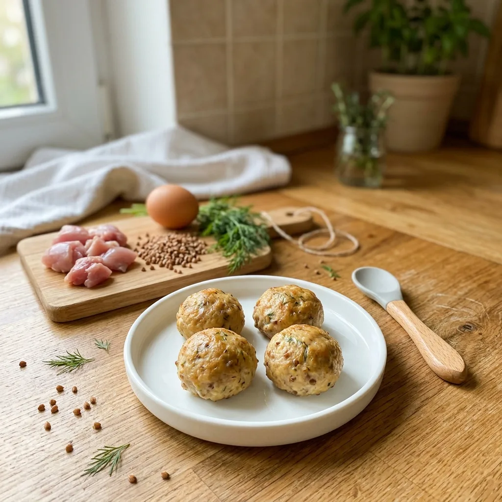 Фрикадельки из кролика с гречкой в духовке