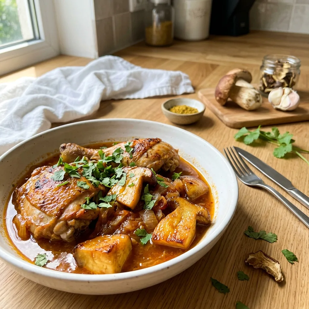 Чахохбили с курицей и белыми грибами